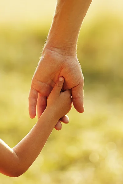 Parent holds child's hand — Stock Photo, Image