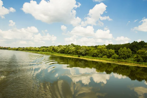 Fluss vor dem Hintergrund von Bäumen und Himmel — Stockfoto