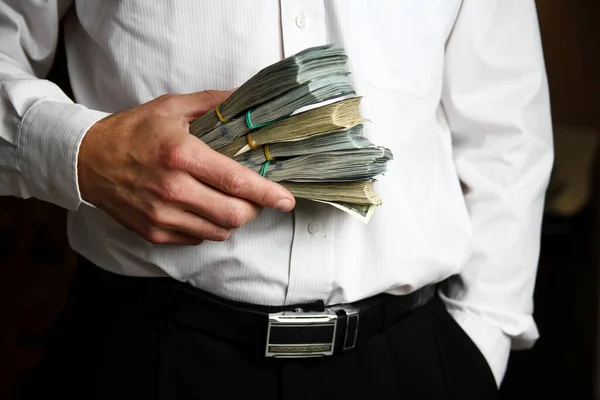 Bundles Money Dollars Hands Businessman — Stock Photo, Image