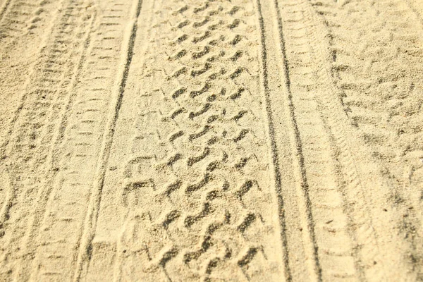 Car Tire Marks Sand Background Beach Sea — 스톡 사진