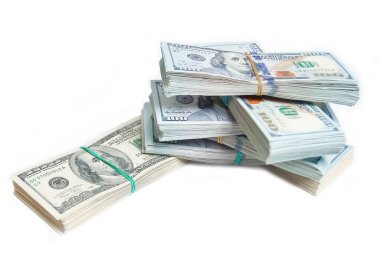 Beyaz arka plan iş kavramı salgınında dolar destesi