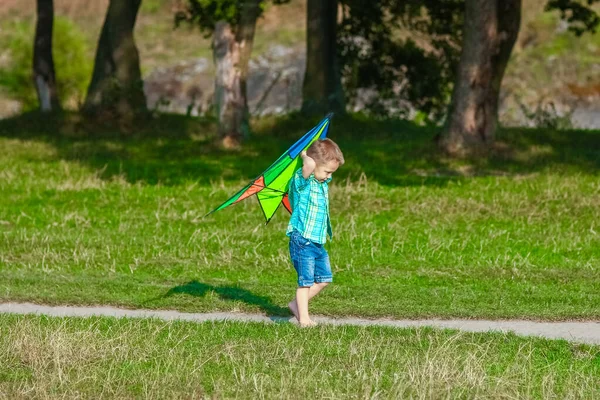 Happy Child Playing Nature Summer — Stock Photo, Image