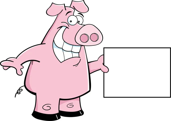 Cochon avec un signe — Image vectorielle