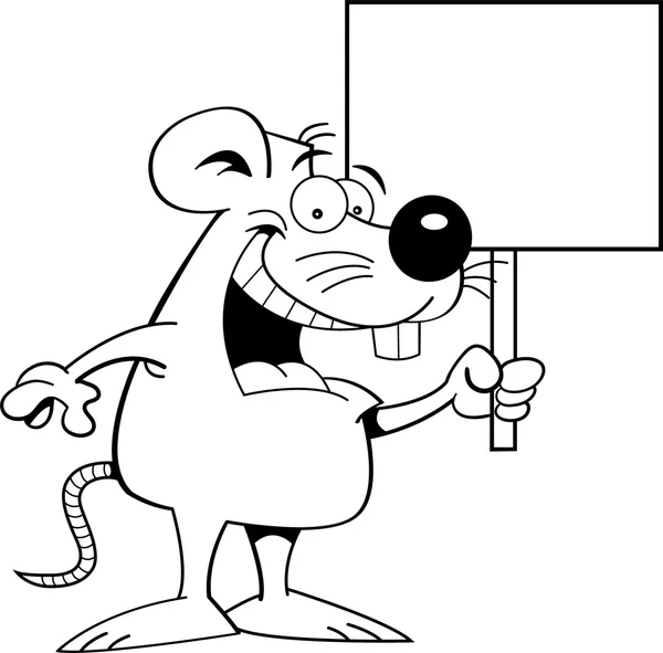 Mouse con un cartello — Vettoriale Stock