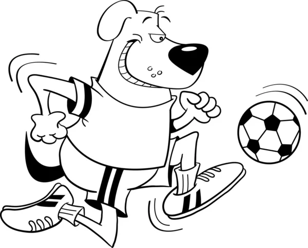 Soccer playing dog — Stock Vector