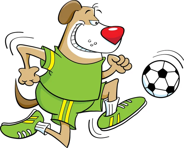 Fútbol jugando perro — Vector de stock