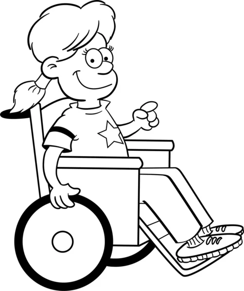 Chica en silla de ruedas — Vector de stock