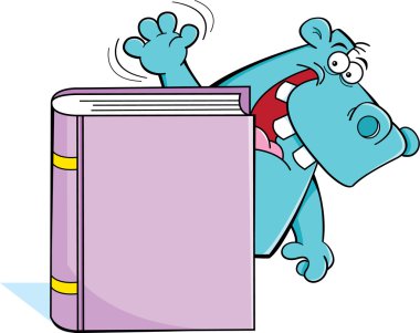 bir kitap arkasındaki su aygırı