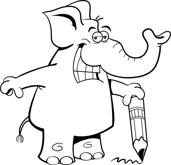 Elefant mit Bleistift — Stockvektor