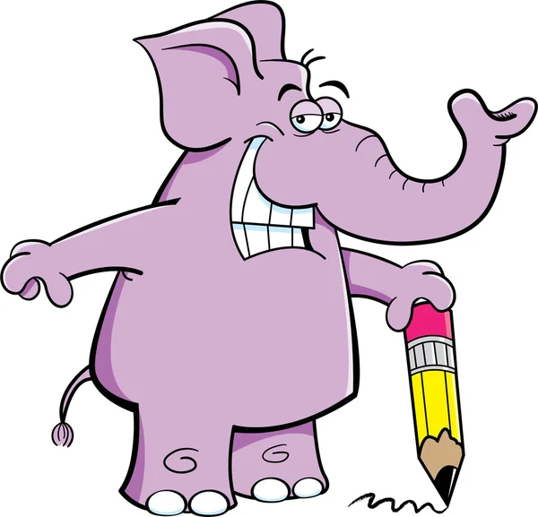 Elephant with a pencil — Stock Vector