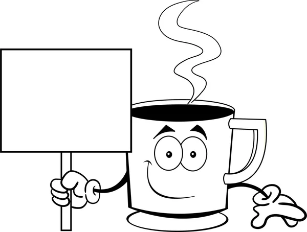 Cup of Coffee holding a sign — Stock Vector