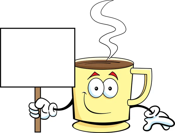 एक चिह्न पकड़े हुए कॉफी का कप — स्टॉक वेक्टर