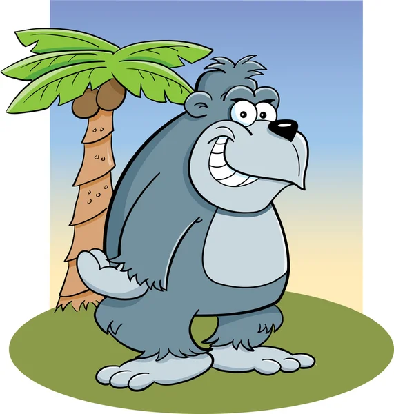 Gorilla with Palm tree — Stock Vector