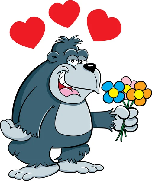 Gorille aux fleurs — Image vectorielle