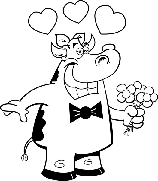 Vache tenant des fleurs — Image vectorielle
