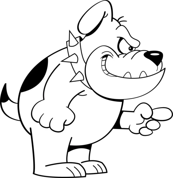 Buldogue com raiva dos desenhos animados (Black and White Line Art ) — Vetor de Stock