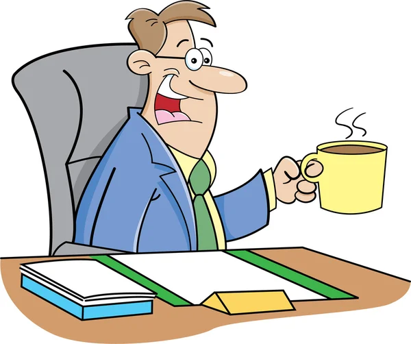 Kreskówka mężczyzna pije kawę — Wektor stockowy