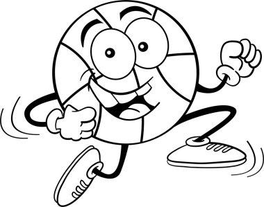 Basketbol çalışan karikatür