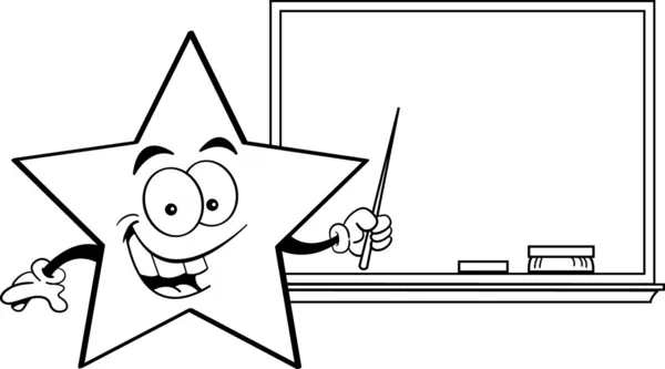 Estrella de dibujos animados con una pizarra — Vector de stock