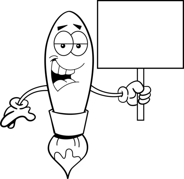 Cartoon-Pinsel mit einem Schild — Stockvektor