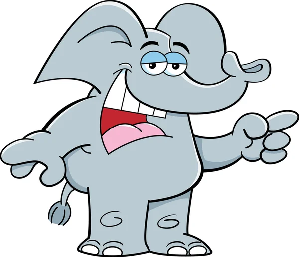 Cartone animato puntando elefante — Vettoriale Stock
