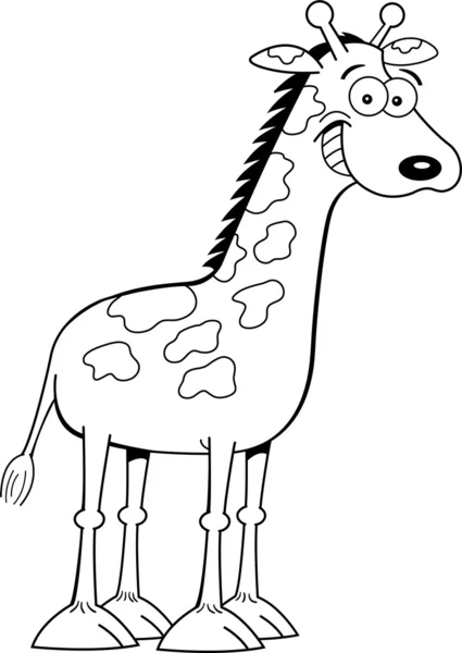Cartoon Giraffe (Black and White Line Art) — Stock Vector