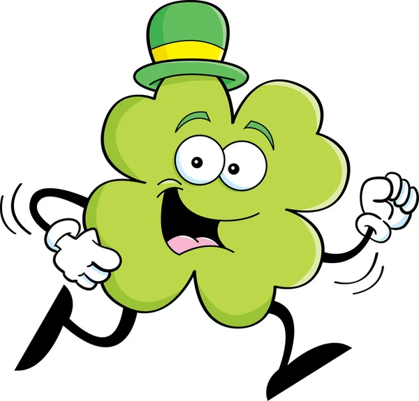 Cartoon running shamrock — Stock Vector