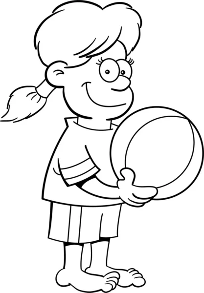 Cartoon-Mädchen mit einem Strandball — Stockvektor