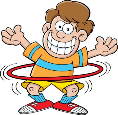 hula hoop olan çizgi film çocuk