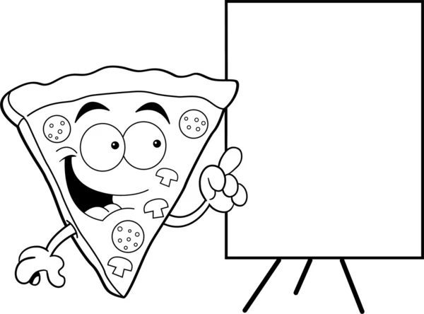 ピザのスライスを指して漫画します。 — ストックベクタ