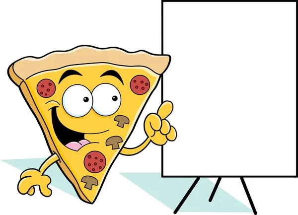 ピザのスライスを指して漫画します。 — ストックベクタ