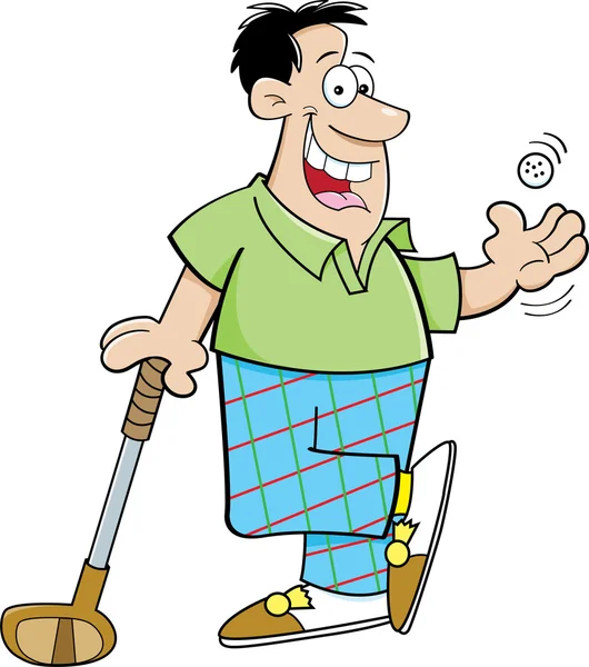 Dibujos animados hombre jugando golf — Vector de stock