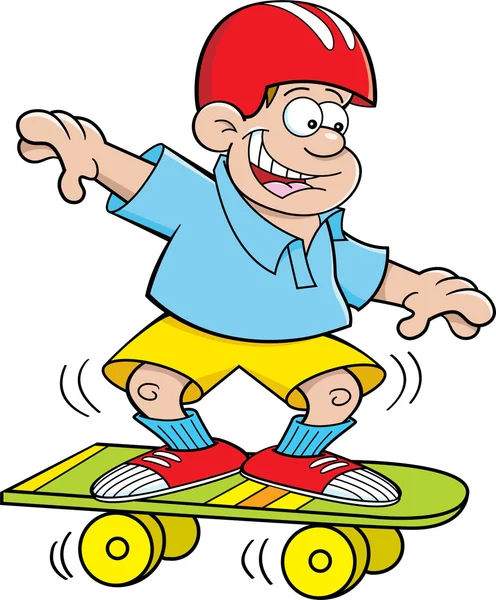 Cartoon boy skateboarding — Stock Vector