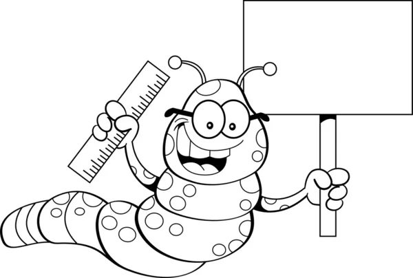 Cartoon inchworm holding a sign — Stock Vector