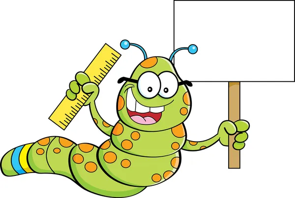 Cartoon-Inchworm mit einem Schild — Stockvektor