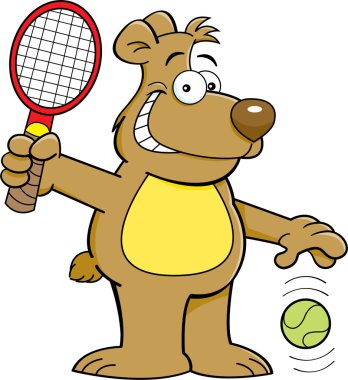 Tenis oynarken karikatür ayı