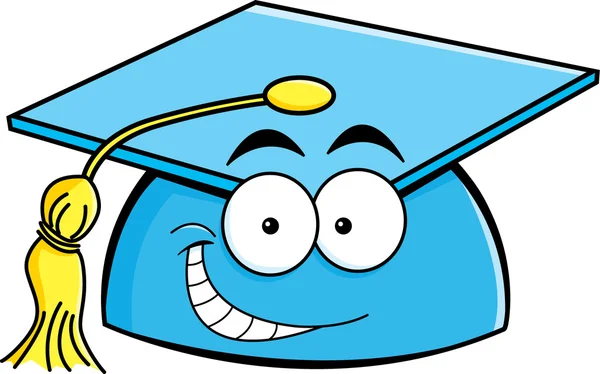 Cartone animato sorridente berretto laurea — Vettoriale Stock