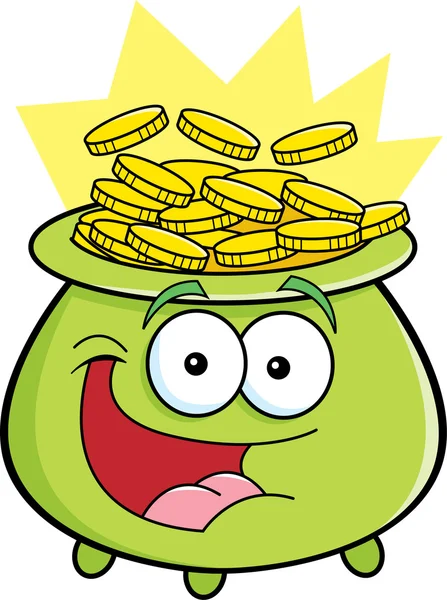 Cartoon pot met goud — Stockvector