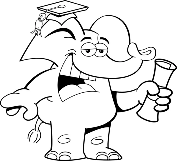 Elefante dos desenhos animados com um diploma — Vetor de Stock