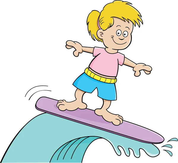 Menina de surf dos desenhos animados —  Vetores de Stock