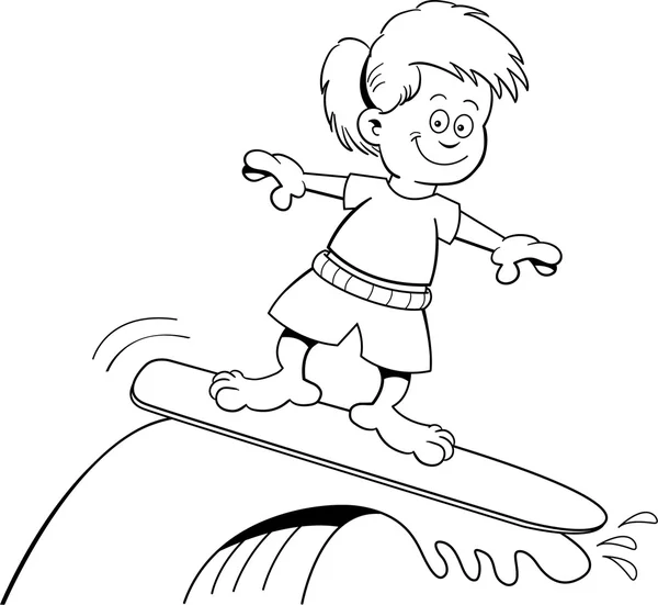 Cartoon surfing girl — Stock Vector
