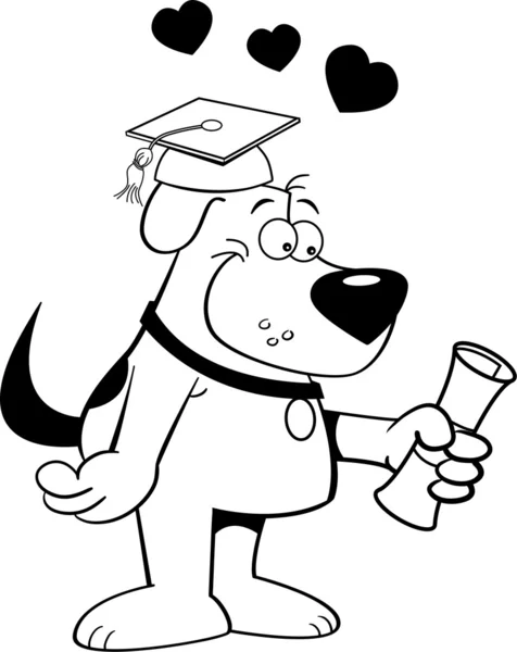 Dibujos animados ilustración de un perro con un diploma — Archivo Imágenes Vectoriales