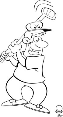 bir golf topu isabet karikatür golfçü