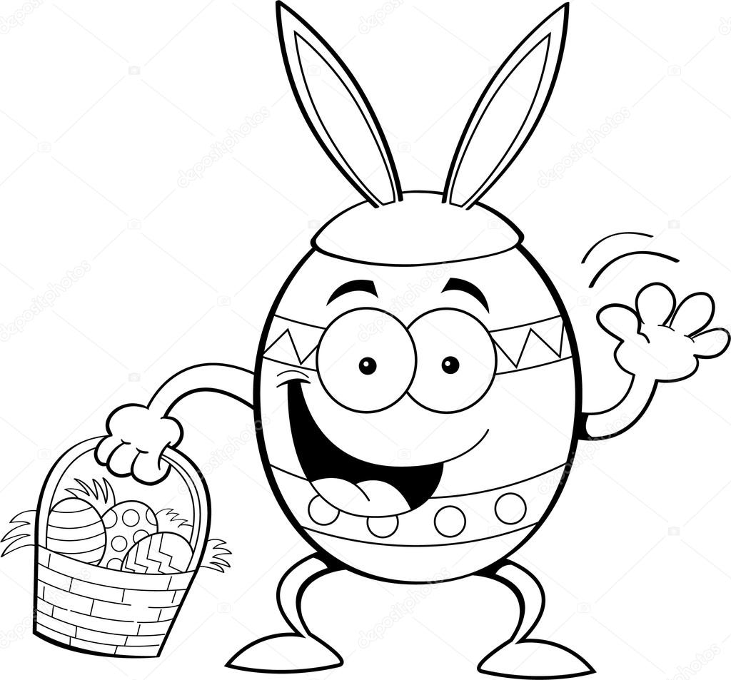 Cartoon Easter egg with a basket