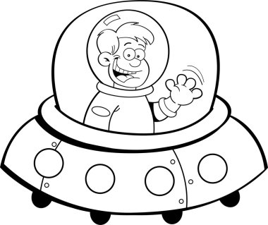 çizgi film çocuk bir uzay aracı