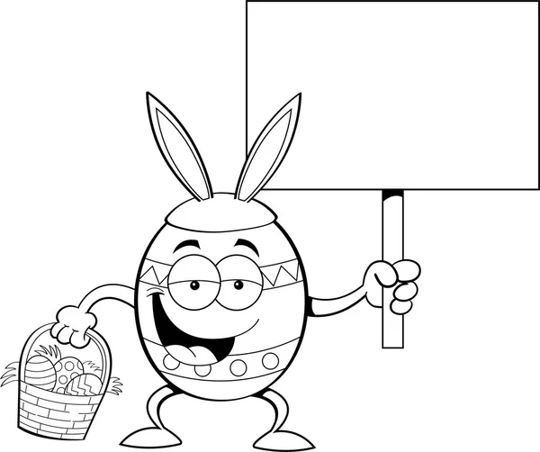 Cartoon Easter egg holding a sign — Stock Vector