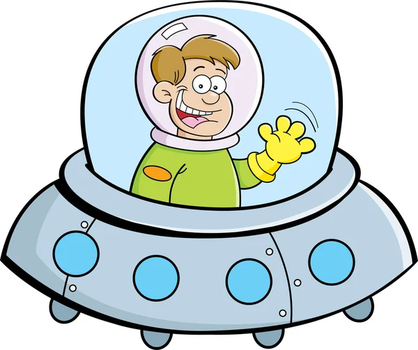 Cartoon boy in a spacecraft — Stock Vector