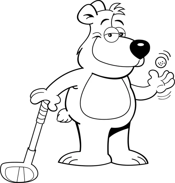 Zeichentrickbär hält Golfschläger in der Hand — Stockvektor