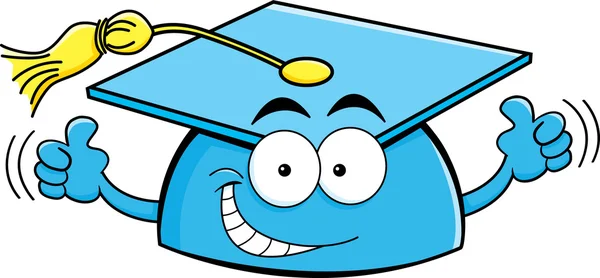 Cartoon graduation cap giving thumbs up — Stock Vector