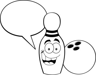 pin bowling dibujos animados con un globo de subtítulos